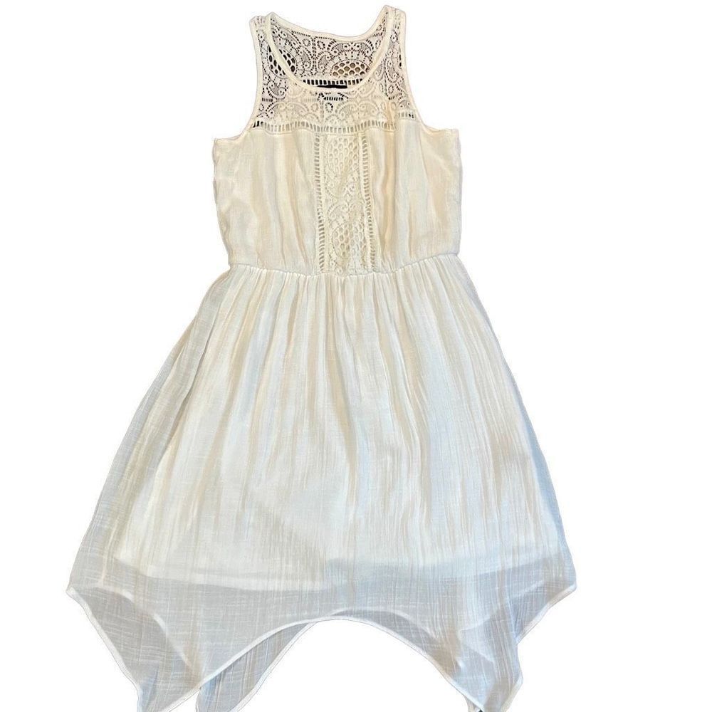 By & By White Lace Flowing Tank Dress Juniors